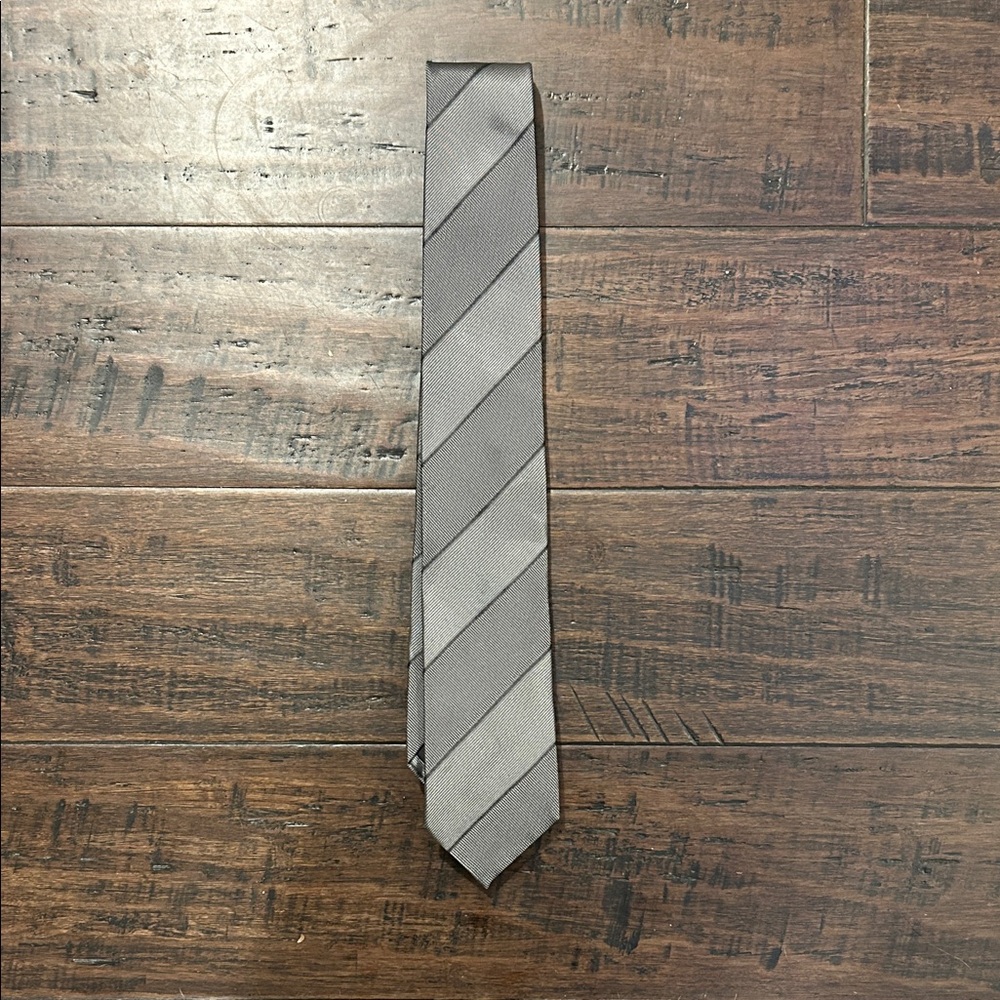 HUGO Men's Tie in Gray Diagonal Stripes